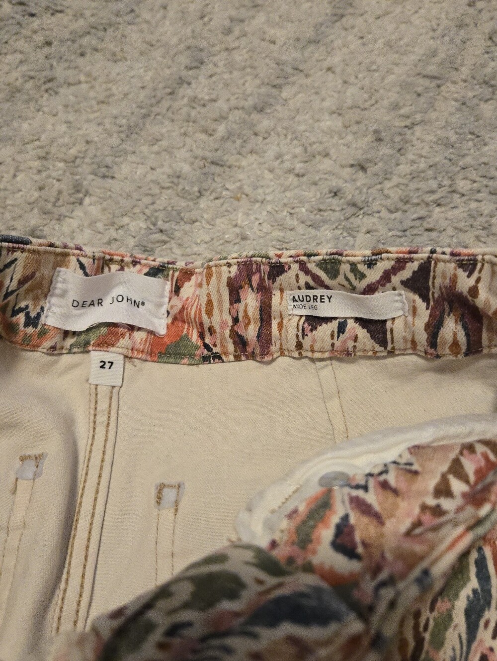 Dear John Audrey Wide Leg Pants Sz 27 Boho Ikat Southwestern Aztec Crop Crop Jea - Picture 3 of 10